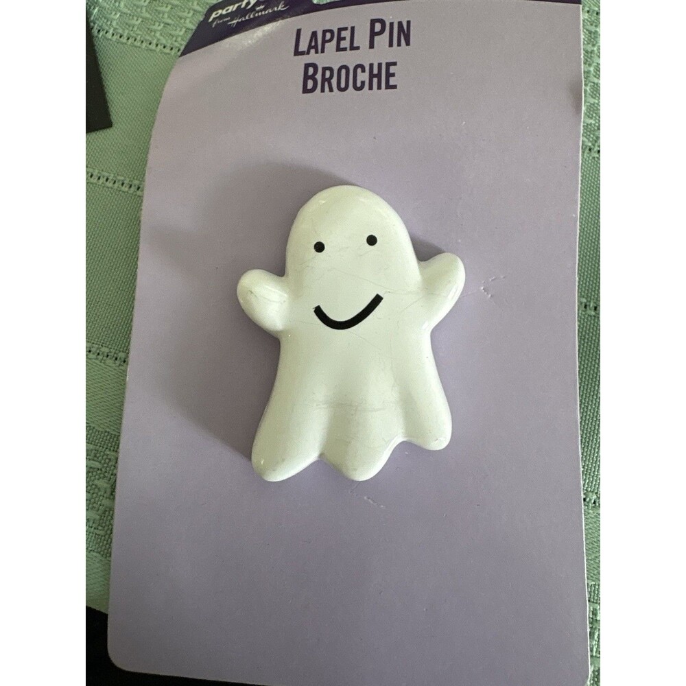 Vintage Hallmark Party Express Lapel Pin/ Brooch Smiling Ghost